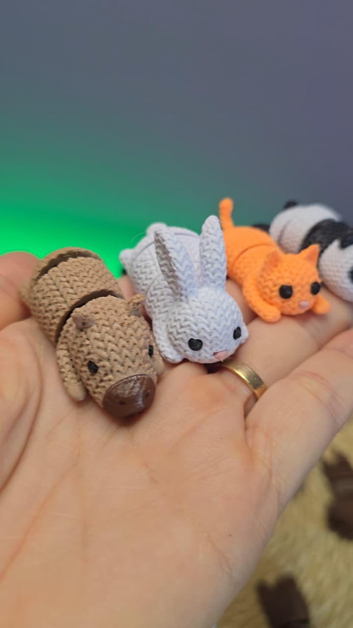 Mini Animais Articulados com Efeito Crochê